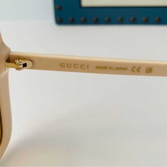 GUCCI GG0567SAN 006 square sunglass ivory white frame brown/light mirror lenses - Picture 12 of 16